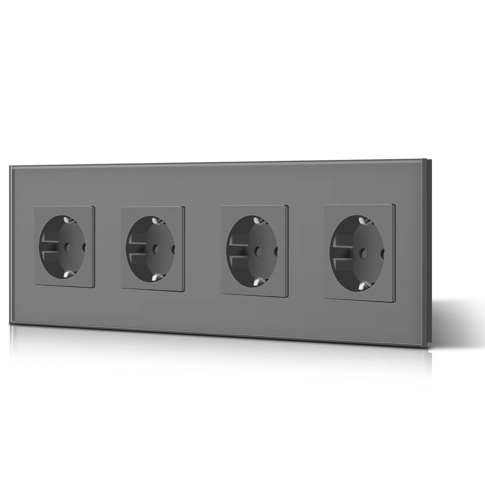 Skleněná čtyřnásobná zásuvka BSEED Schuko 16 A 240 V šedá