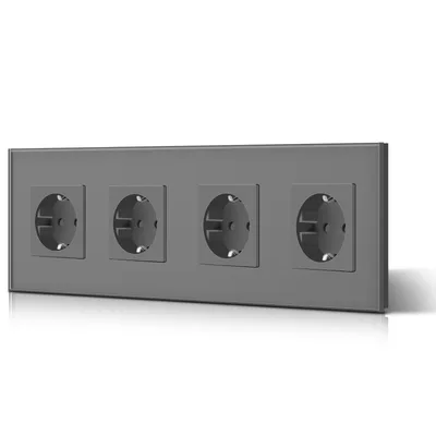 Skleněná čtyřnásobná zásuvka BSEED Schuko 16 A 240 V šedá