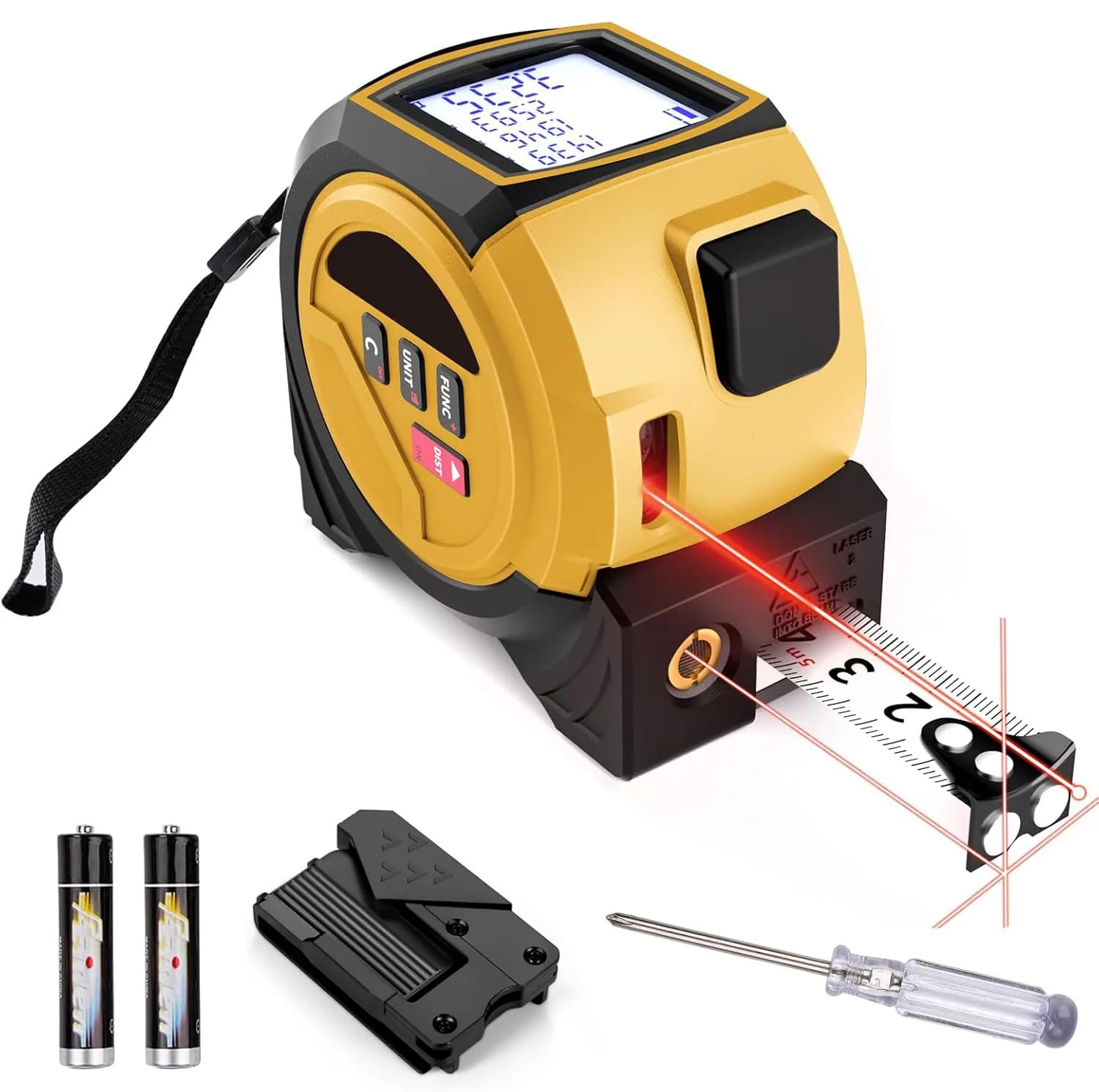 Laserový dálkoměr Fyearfly 60 m s pásmem 5 m 3 v 1