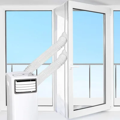 Okenní těsnění pro klimatizaci HOOMEE 600 cm, 2 otvory pro hadice