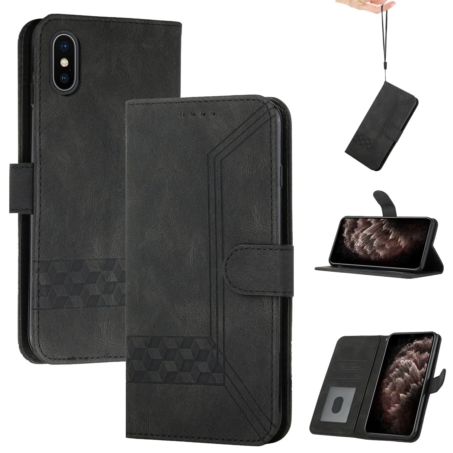 OKZone černé peněženkové pouzdro pro iPhone X a XS 5,8″