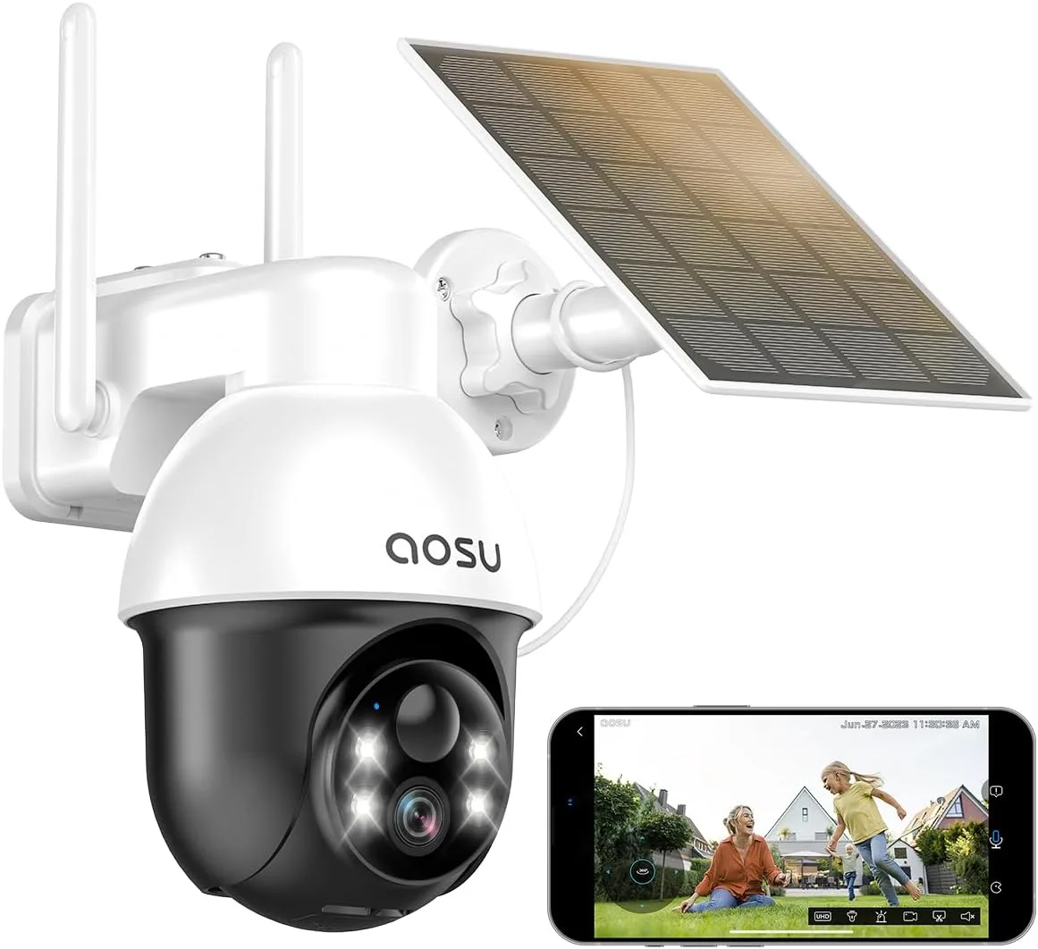 aosu 2K solární vnější WiFi kamera 360° PTZ s PIR