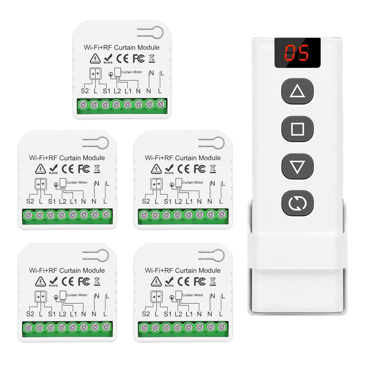 WiFi ovladače žaluzií DieseRC 5 přijímačů + 1 RF ovladač