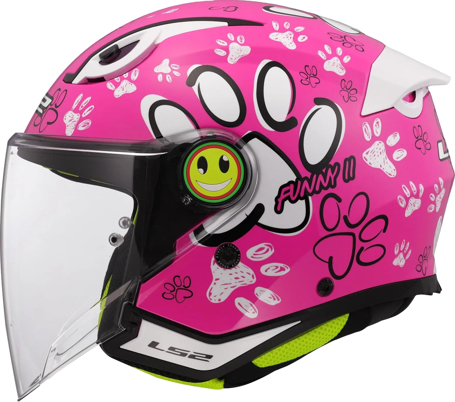 Dětská otevřená motocyklová helma LS2 Paws 366222246S S lesklá růžová