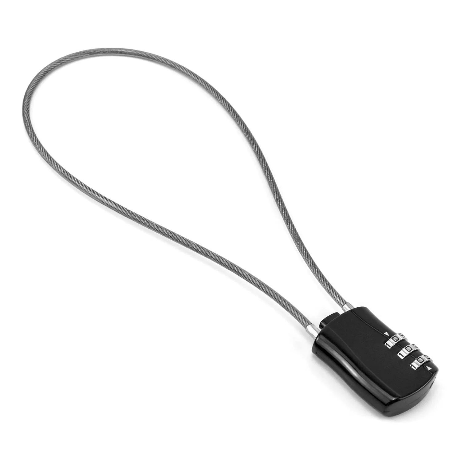 Tříciferný lankový zámek QWORK 41 cm černý
