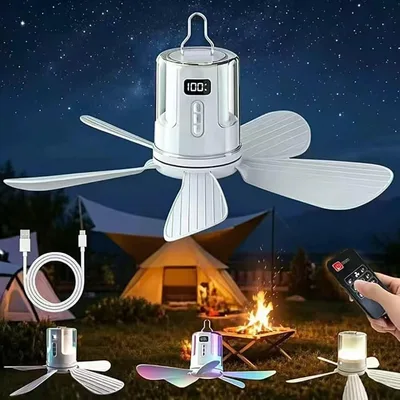 Kempingový stropní ventilátor se světlem TUIBEIDAMAI 10800 mAh