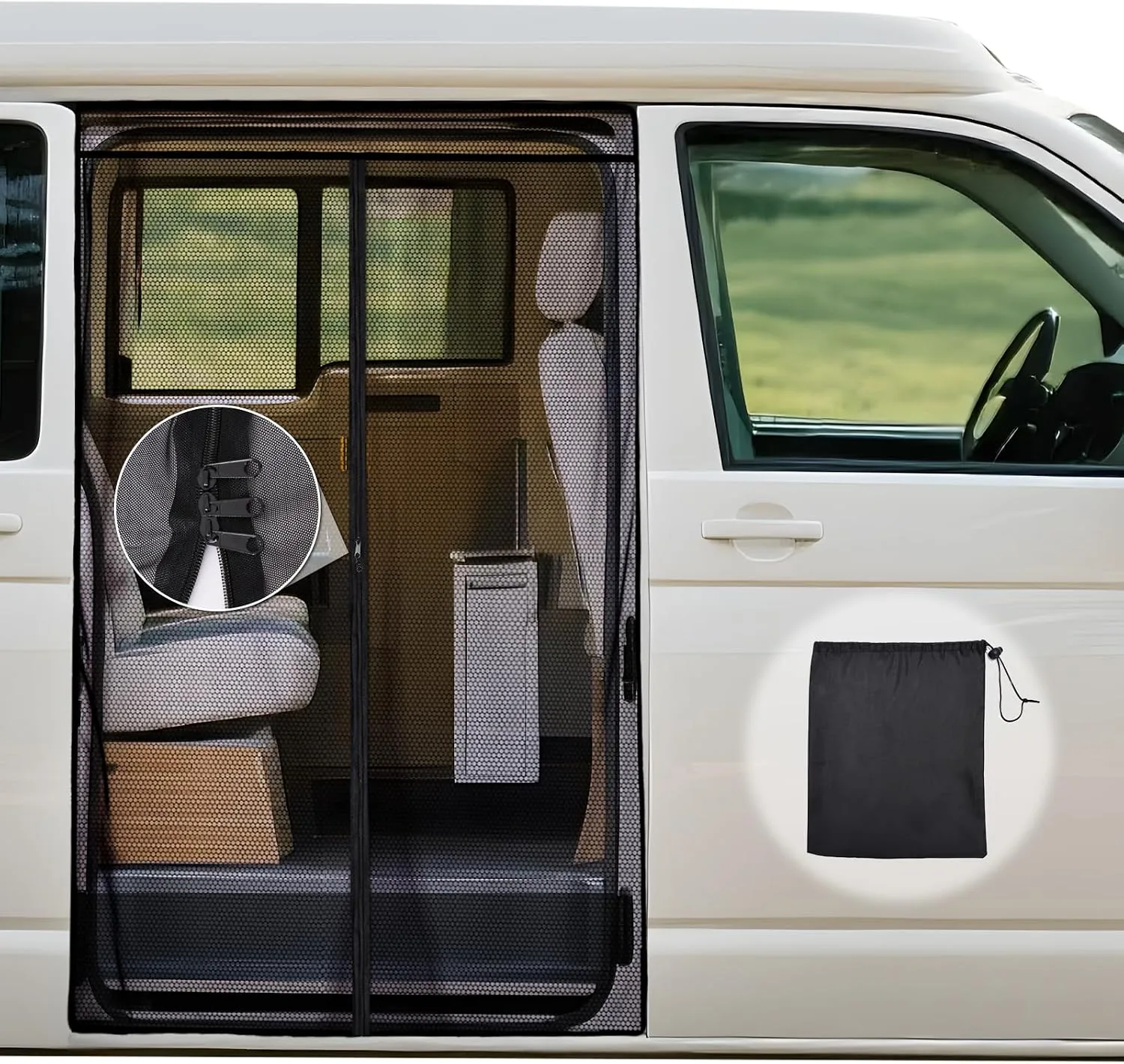 Síť proti hmyzu na posuvné dveře ZATOOTO VW T5/T6 se zipem