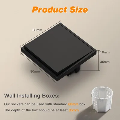 MVAVA M2 černý vypínač světla 80 × 80 mm