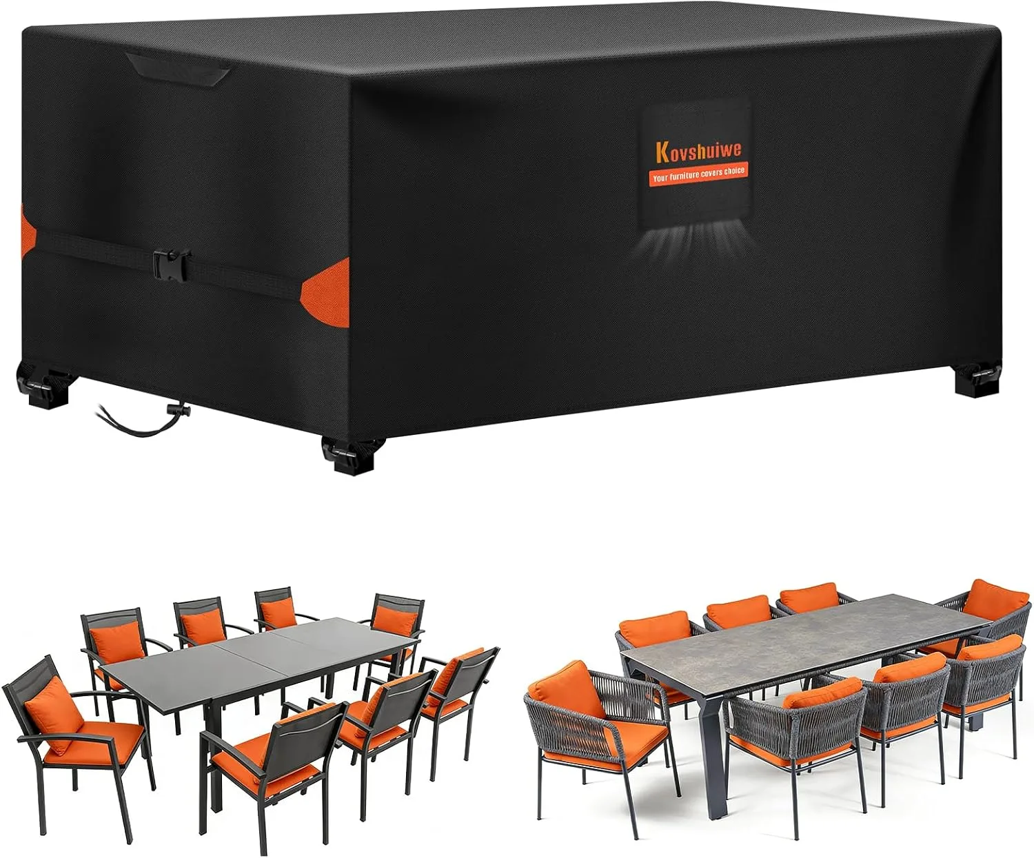Nepromokavý obal na zahradní nábytek Kovshuiwe 170×94×70 cm černý