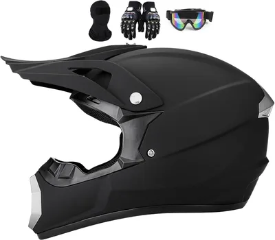 Motokrosová přilba L 56–57 cm černá + brýle, rukavice, kukla HelmYezett