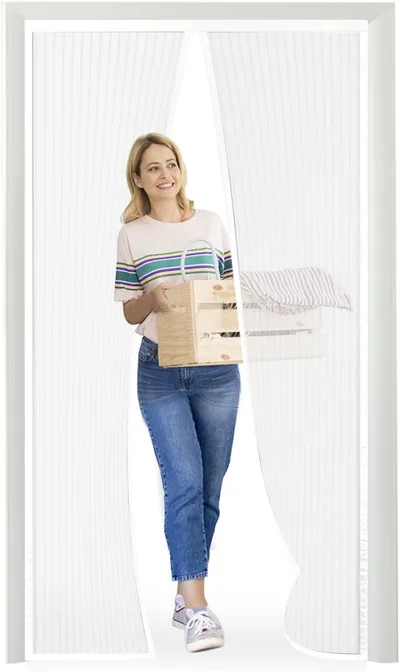 Magnetická síť proti hmyzu na dveře 155×220 cm bílá bez vrtání spLc46M9LoM