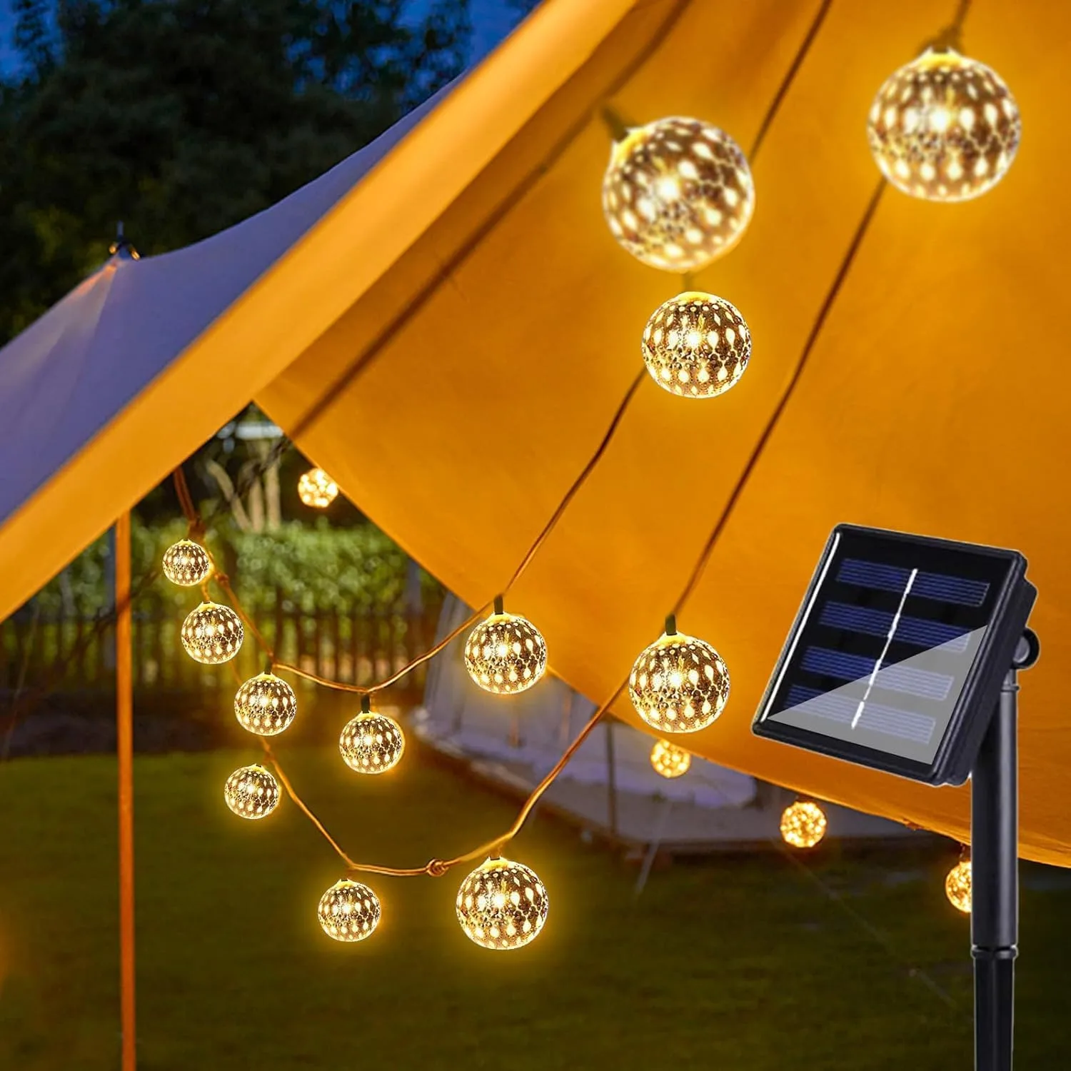 Solární světelná girlanda Weiongppy 5 m 20 LED stříbrné kuličky