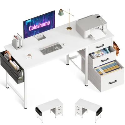 Coleshome psací stůl s 3 zásuvkami 120 × 48 cm bílý