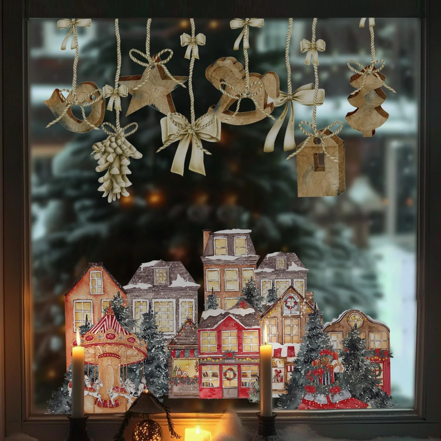 Funlife vánoční samolepky na okno 72 × 60 cm