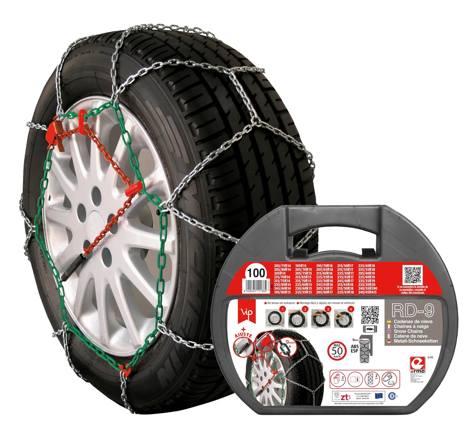 Sněhové řetězy Erma RD-9 0842034511138 velikost 100 9 mm pár