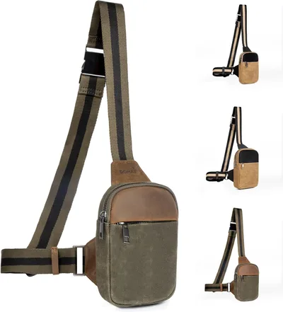 DOMAT pánská voskovaná plátěná crossbody taška