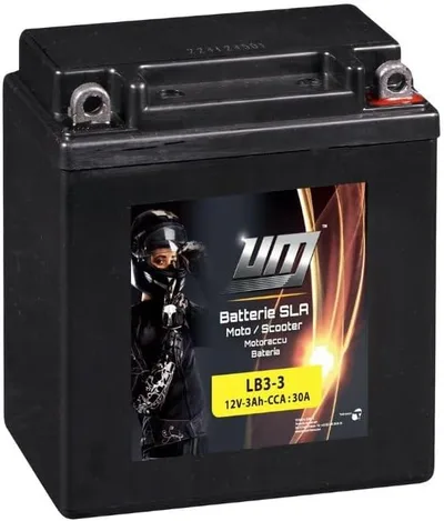 Bezúdržbová AGM motobaterie UM LB3-3 12 V 3 Ah 98×56×110 mm spLc46M9LoM