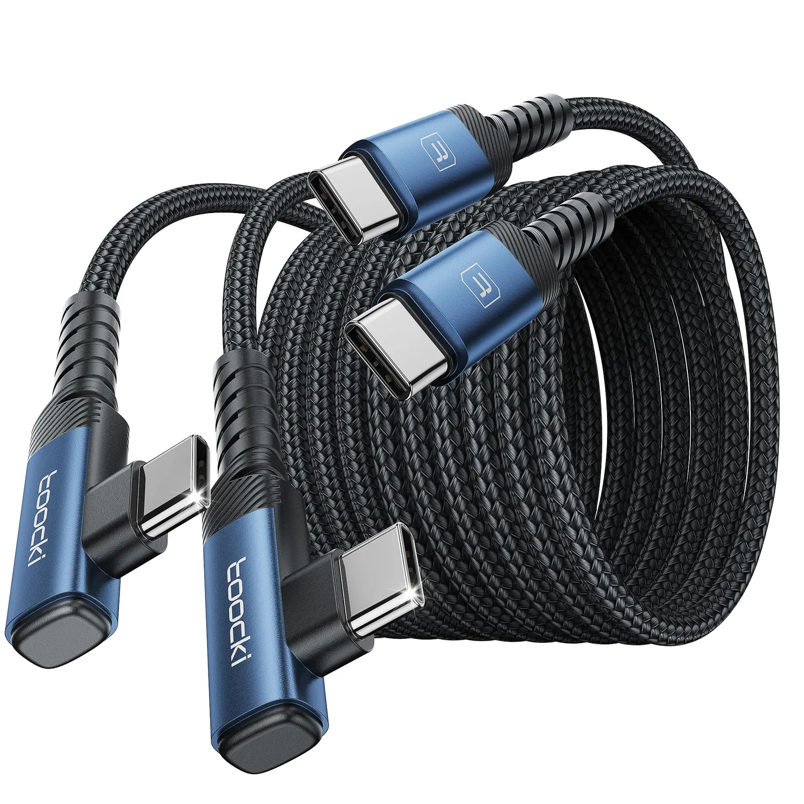 Uhlový kabel USB-C na USB-C toocki 60 W 3 m 2 ks modrý