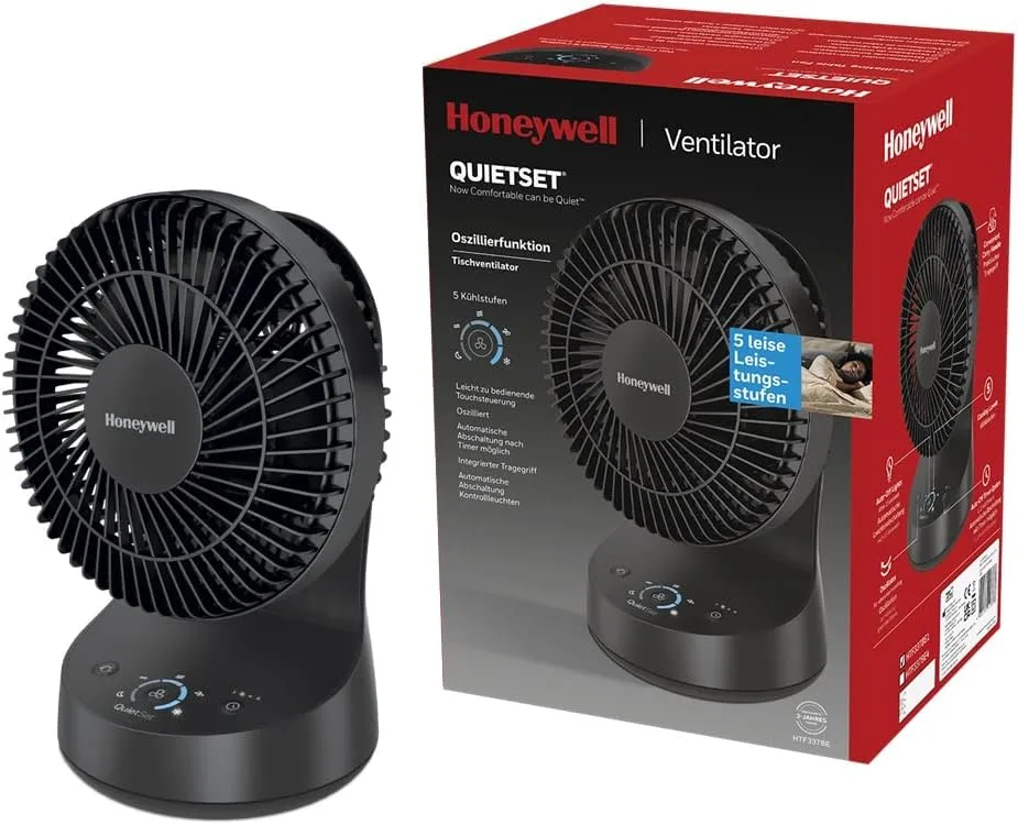 Honeywell QuietSet HTF337BE4 stolový ventilátor 5 rychlostí, černý