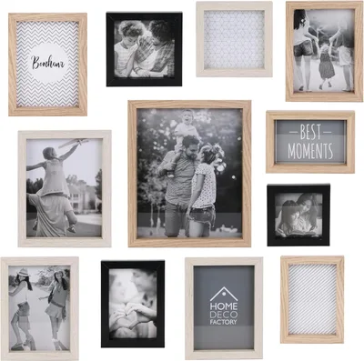 Dřevěné fotorámečky HOME DECO FACTORY 12 ks mix velikostí a barev spLc46LnJ0K