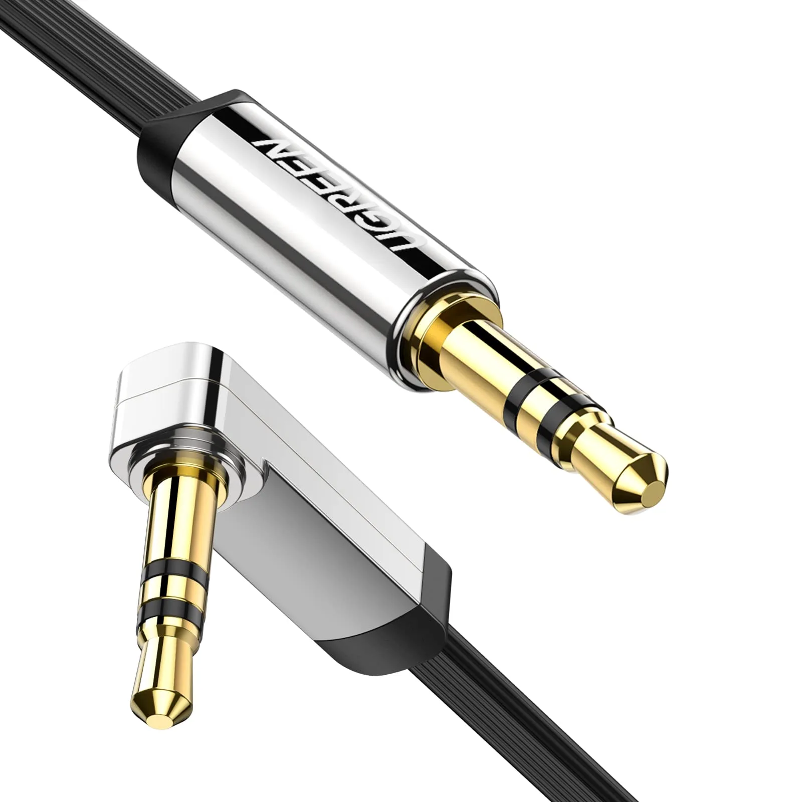 UGREEN 10599 plochý AUX kabel 3,5 mm samec/samec 2 m 90°