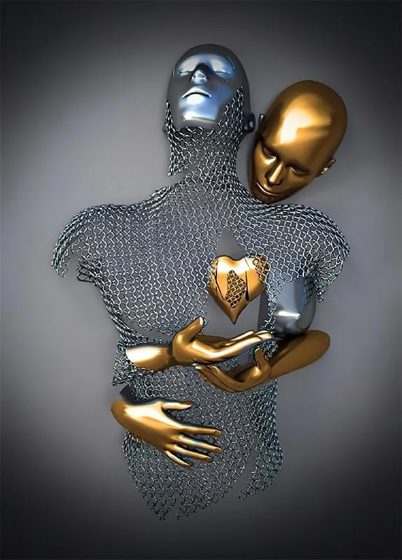 Kovový 3D obraz romantický pár 20 × 30 cm