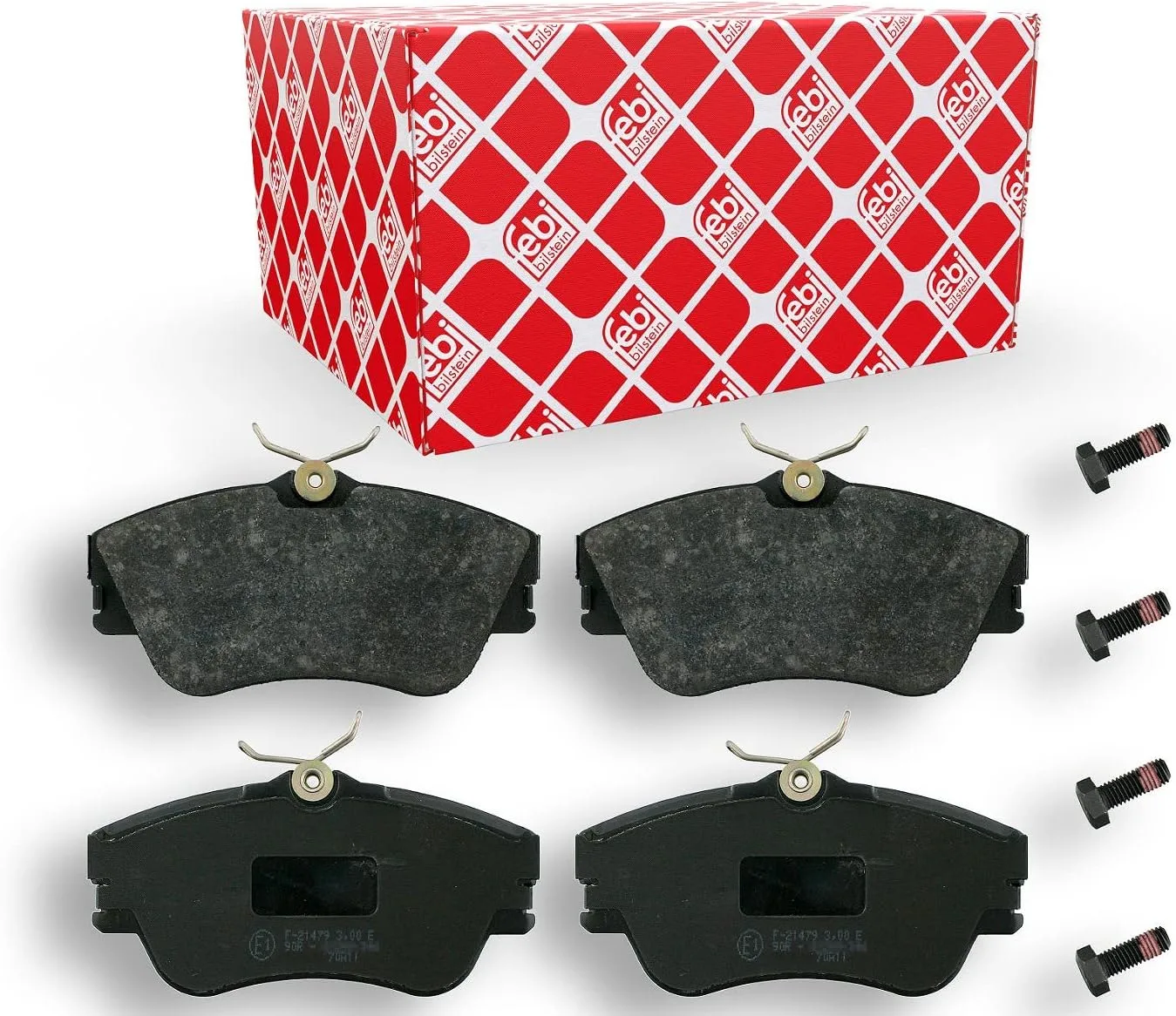 Přední brzdové destičky febi 16304 + šrouby 129,7×65,3×19 mm bez kontaktu ECE R90