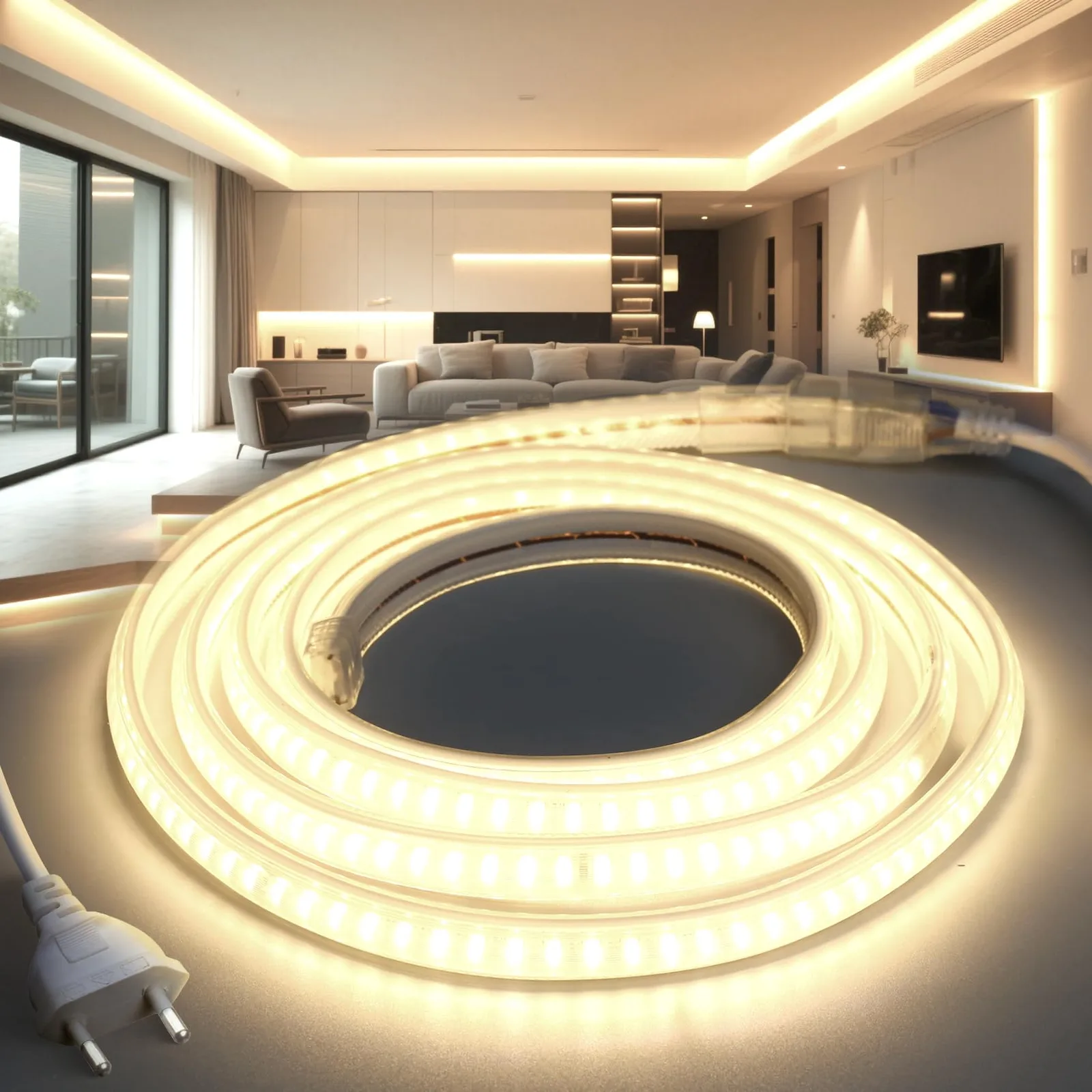 Neonový LED pásek BRIMETI 2 m 230 V 4000 K s vidlicí