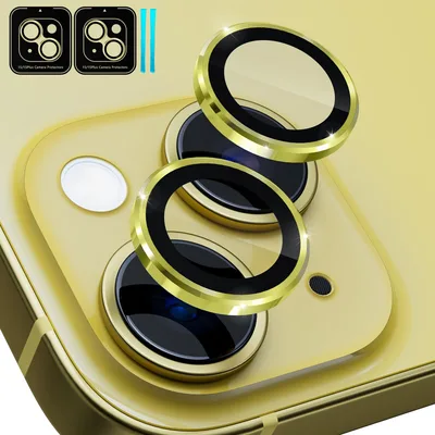 Žluté ochranné sklo na fotoaparát pro iPhone 15 a 15 ALAFLY