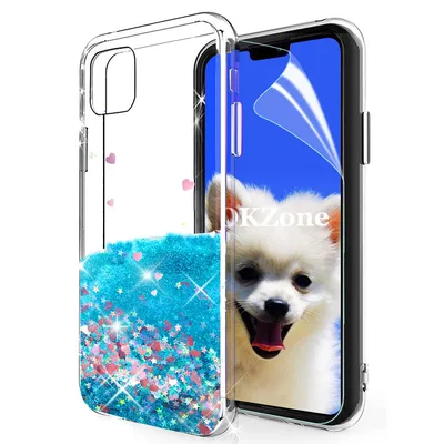 OKZone modré třpytivé pouzdro se srdcem pro iPhone 11 Pro Max