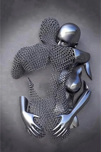 Kovový 3D obraz romantický pár 20 LPFNSF – 20 × 30 cm