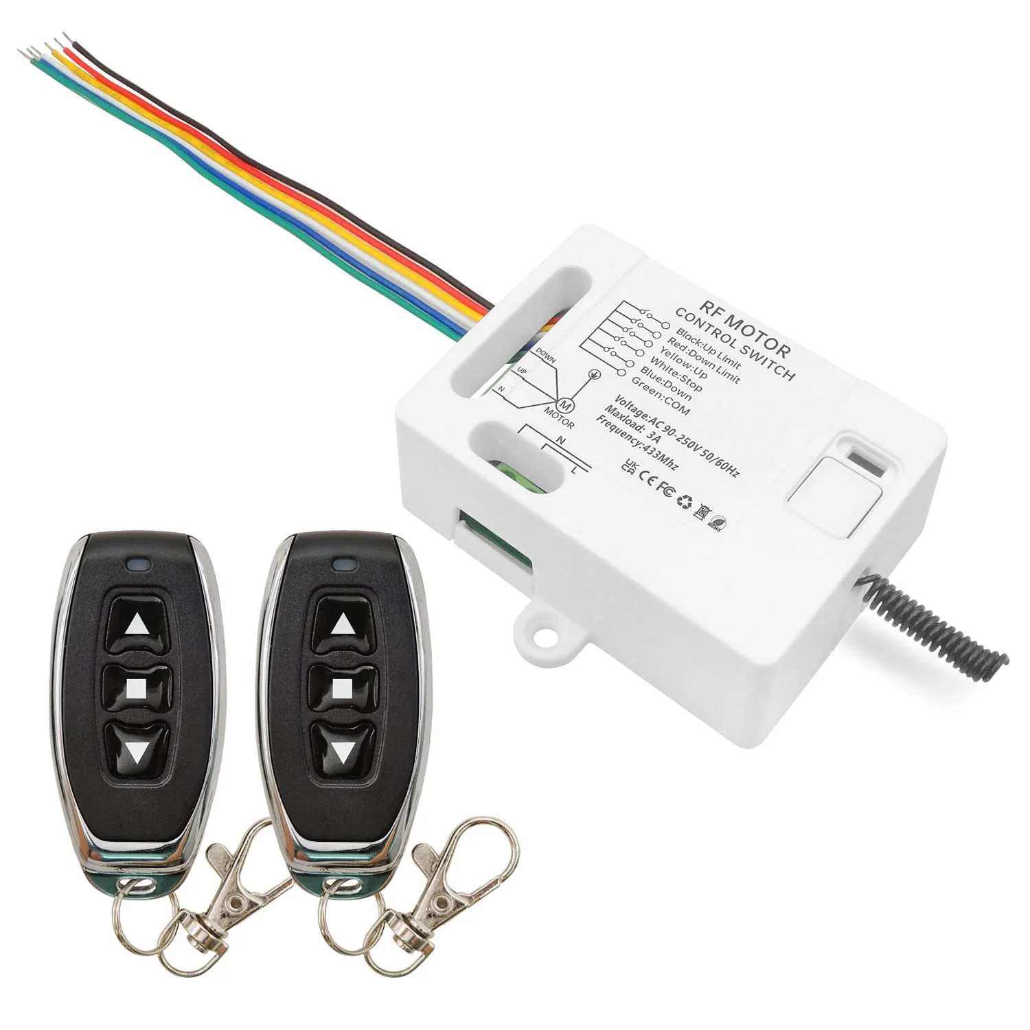 DieseRC RF ovladač rolet AC 220–230 V 3 A s 2 ovladači