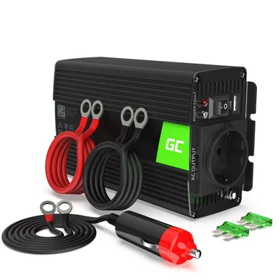 Měnič Green Cell INV02DE 24VDC→230VAC 50Hz 300W/špičkový 600W modifikovaný sínus AC+USB
