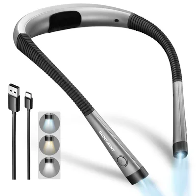 LED lampa na čtení na krk Glocusent USB-C šedá