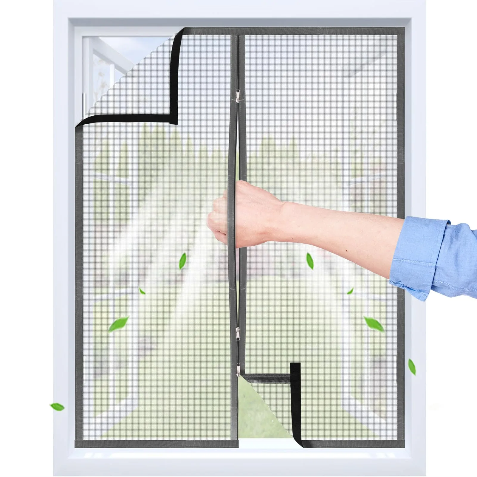 Okenní síť proti hmyzu se zipem 75×115 cm černá