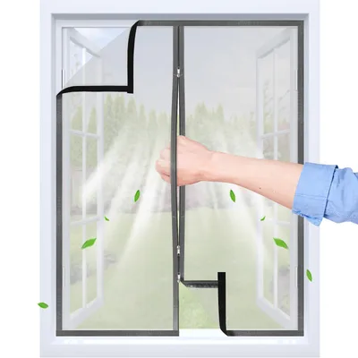 Okenní síť proti hmyzu se zipem 75×115 cm černá HONGTAISHENG