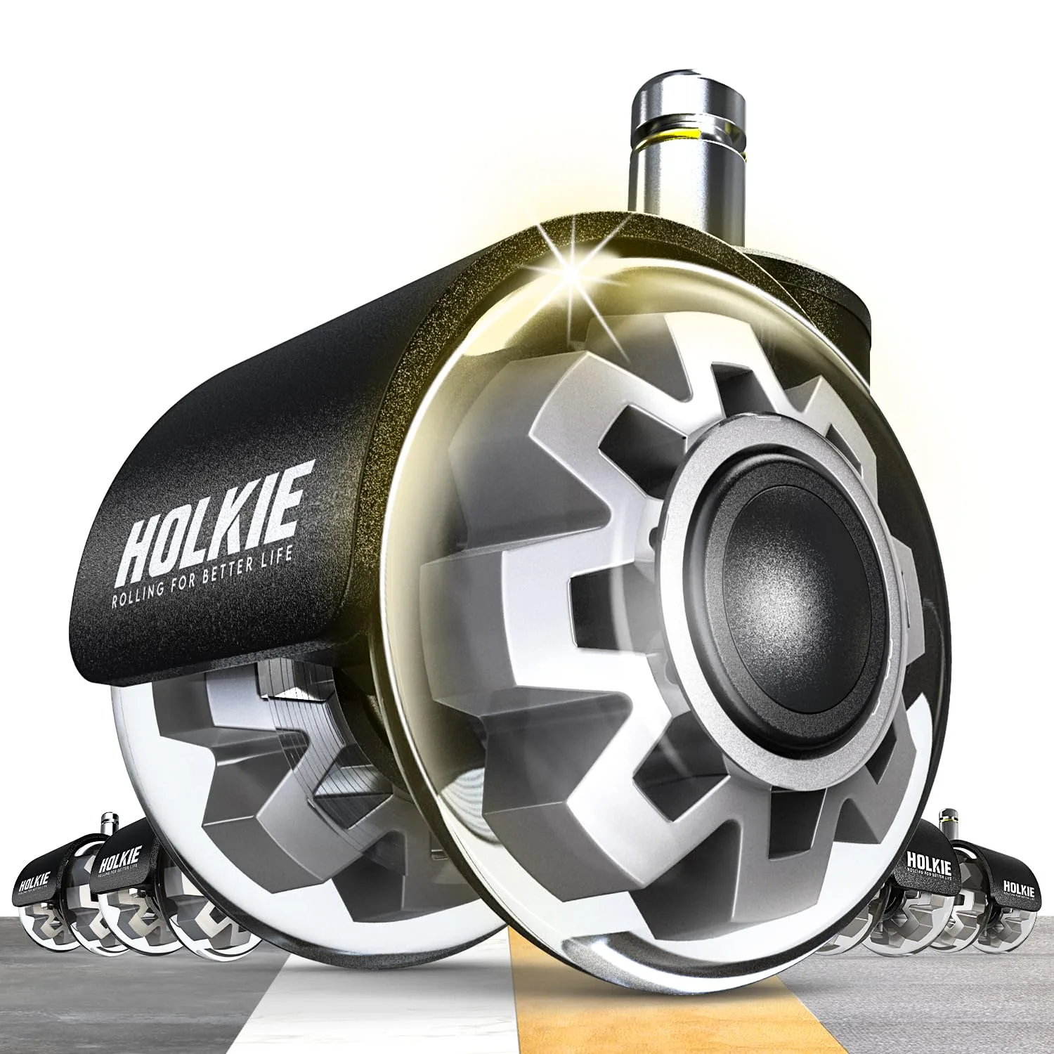 Kolečka na židli HOLKIE čep 10×22 mm šedá 5 ks