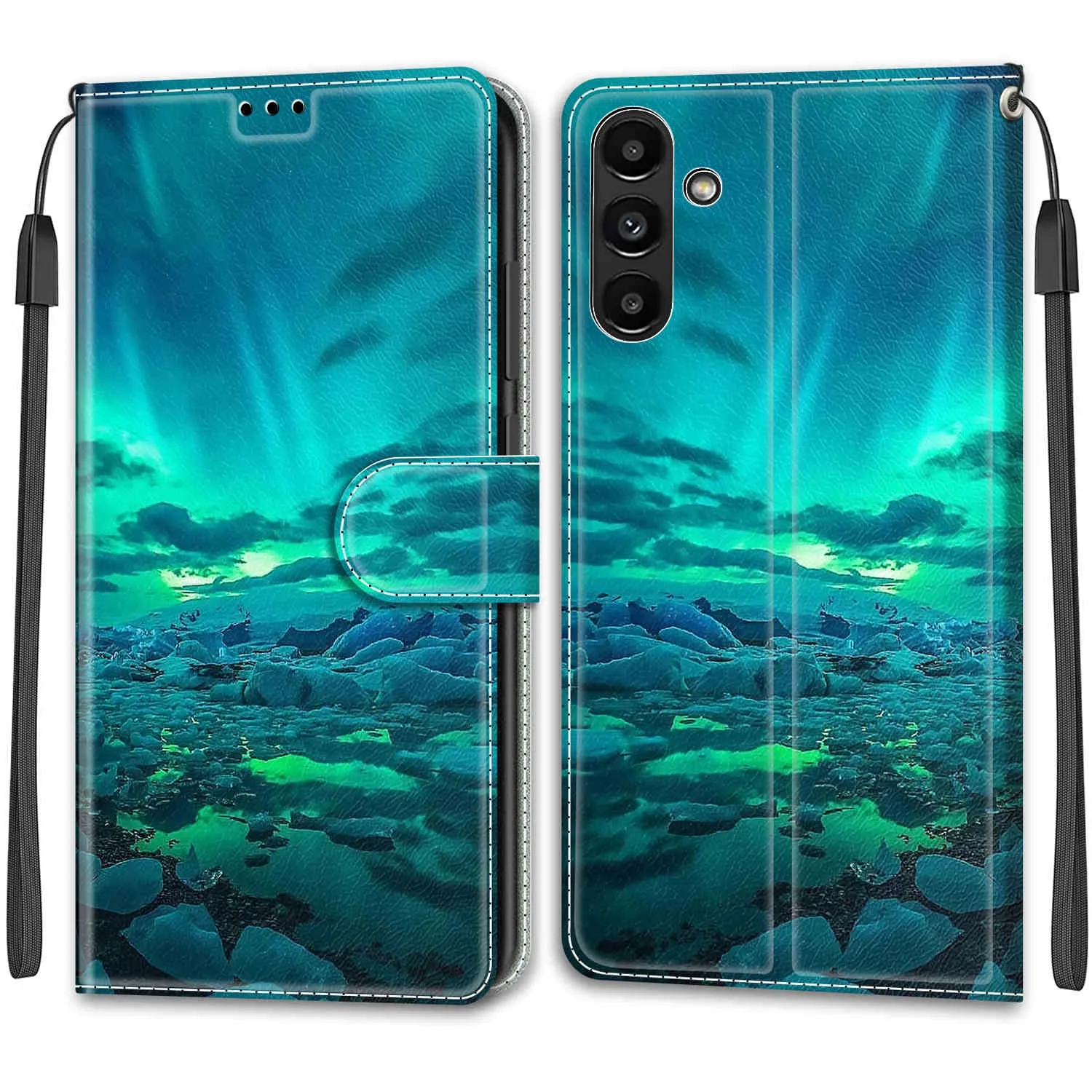 Fialové kožené peňaženkové puzdro pre Samsung Galaxy A54 5G