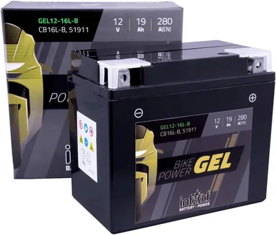 Gélová motocyklová batéria intAct GEL12-16L-B 12 V 19 Ah 280 A