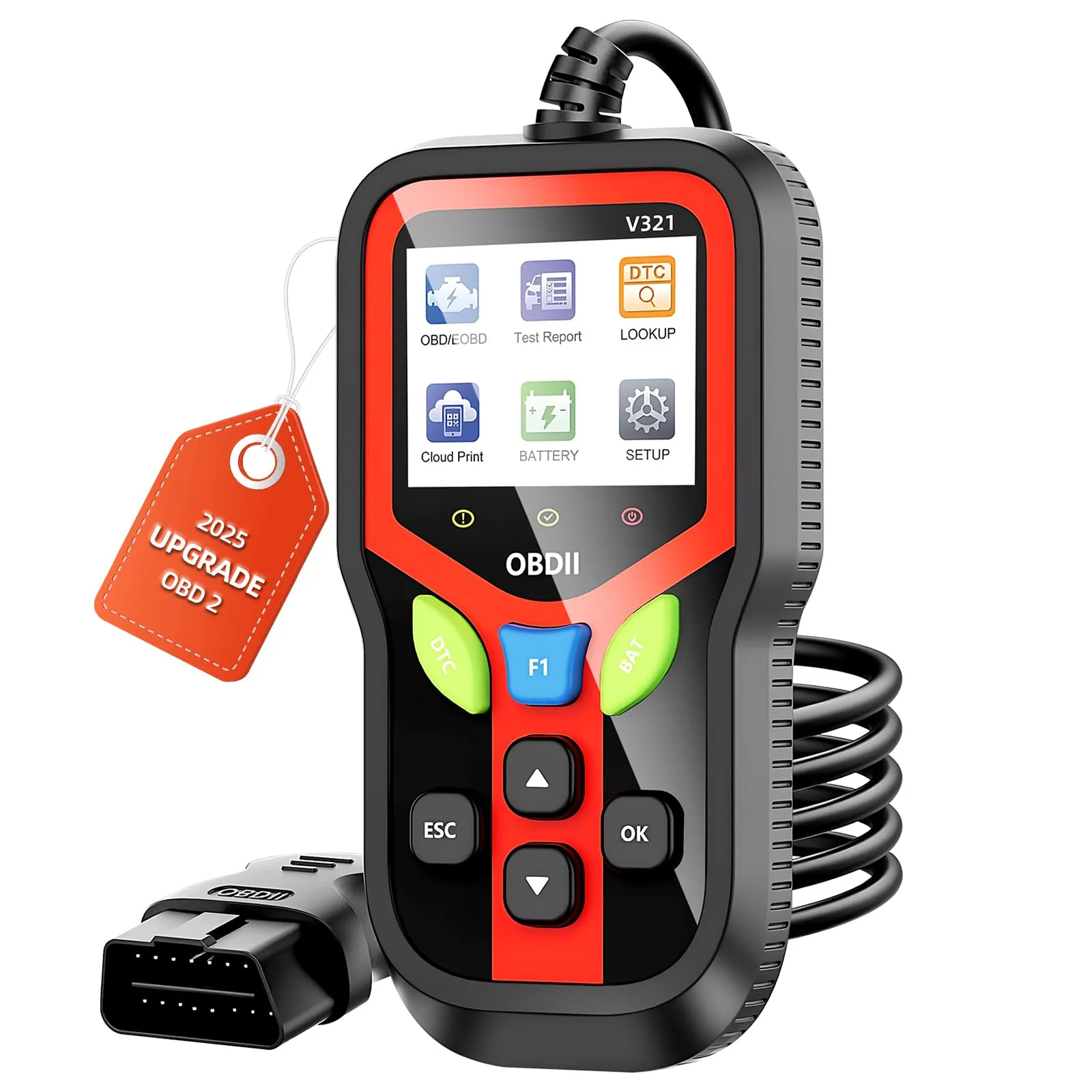 Diagnostika motoru OBD2 Carehabi V321, čtení a mazání chyb