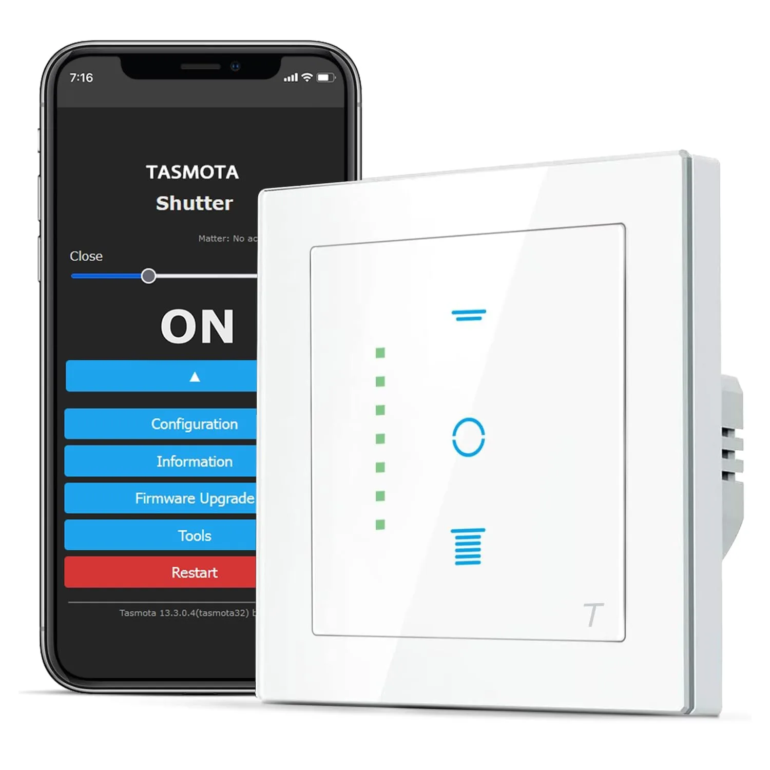 SMARTERCURRY TASMOTA WiFi vypínač rolety ESP32