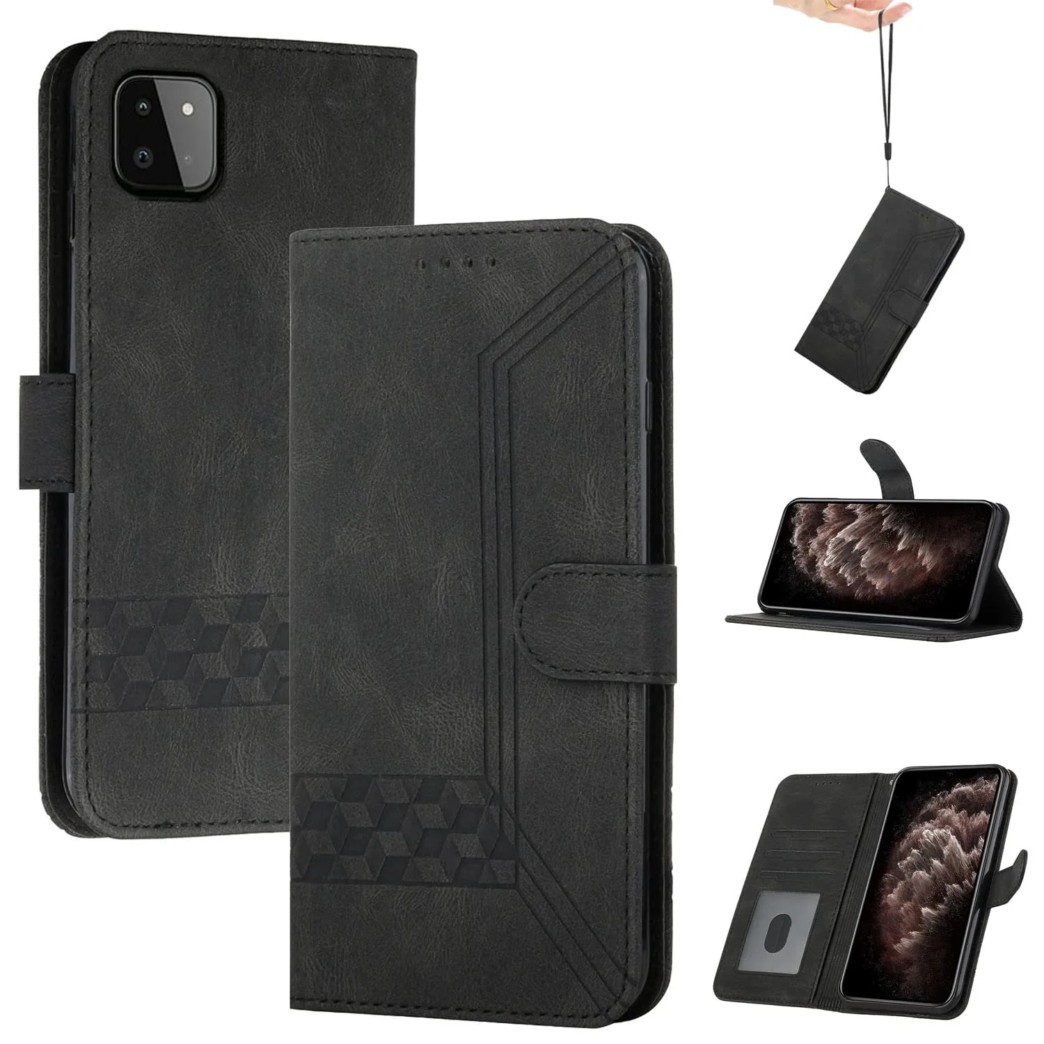 Černé peněženkové pouzdro pro OPPO A93 4G/F17 Pro/Reno4 F Lite