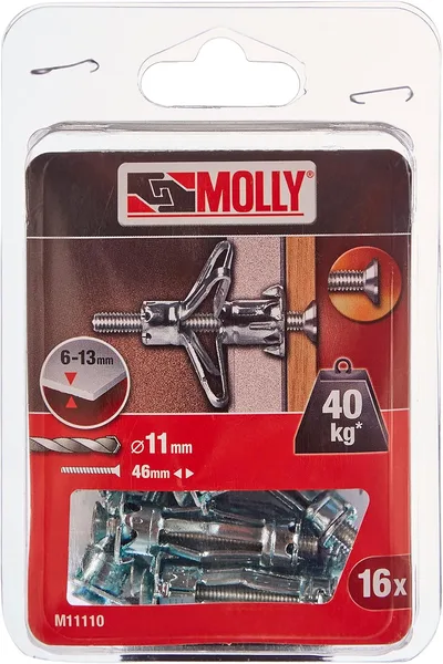 Hmoždinky M11110-XJ 16 ks šroub M5×46 mm PH2 tělo 36 mm vrt Ø11 mm pro 6–13 mm spLc46M9LoM