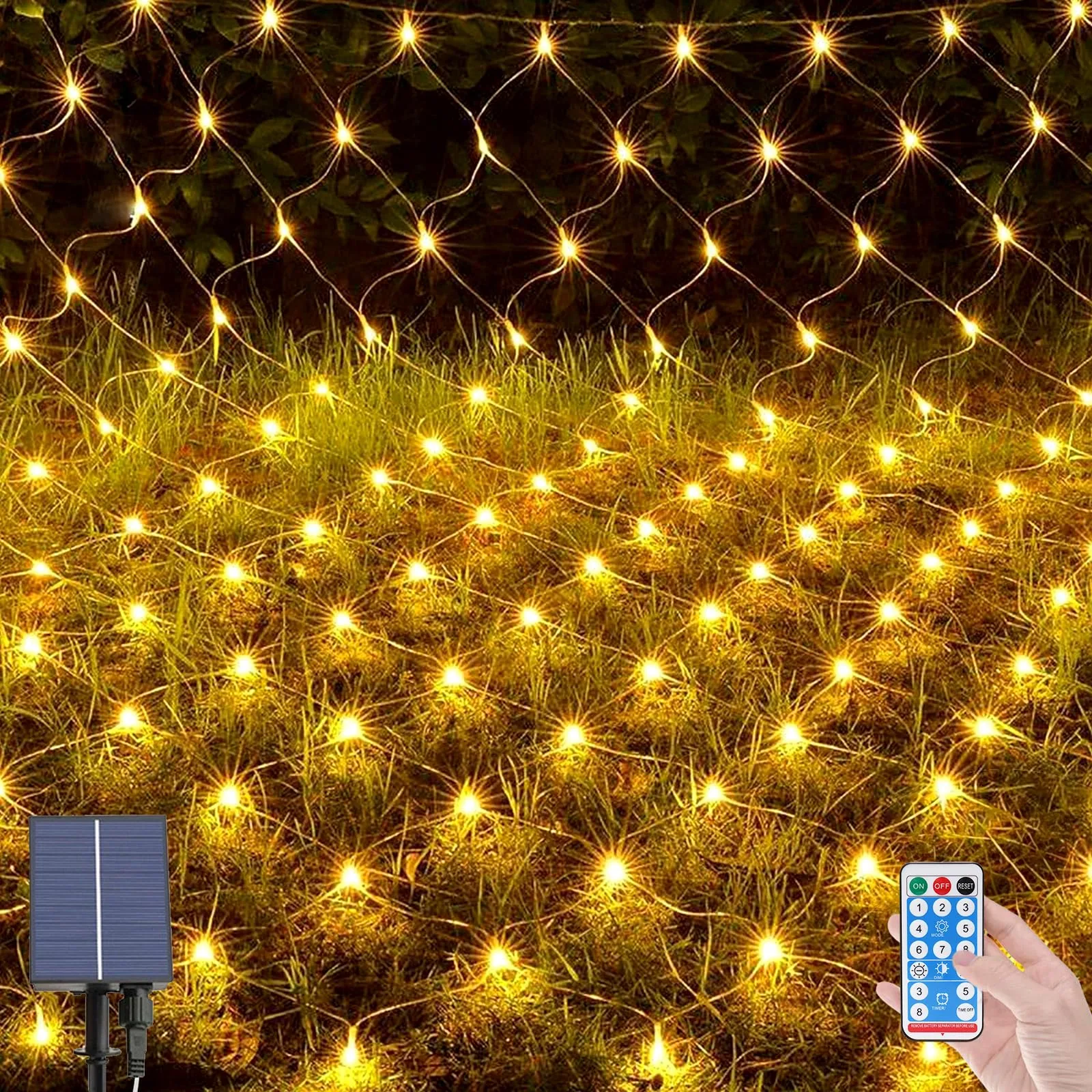 Solární světelná síť OPAHUTER 96 LED 1,5×1,5 m teplá bílá