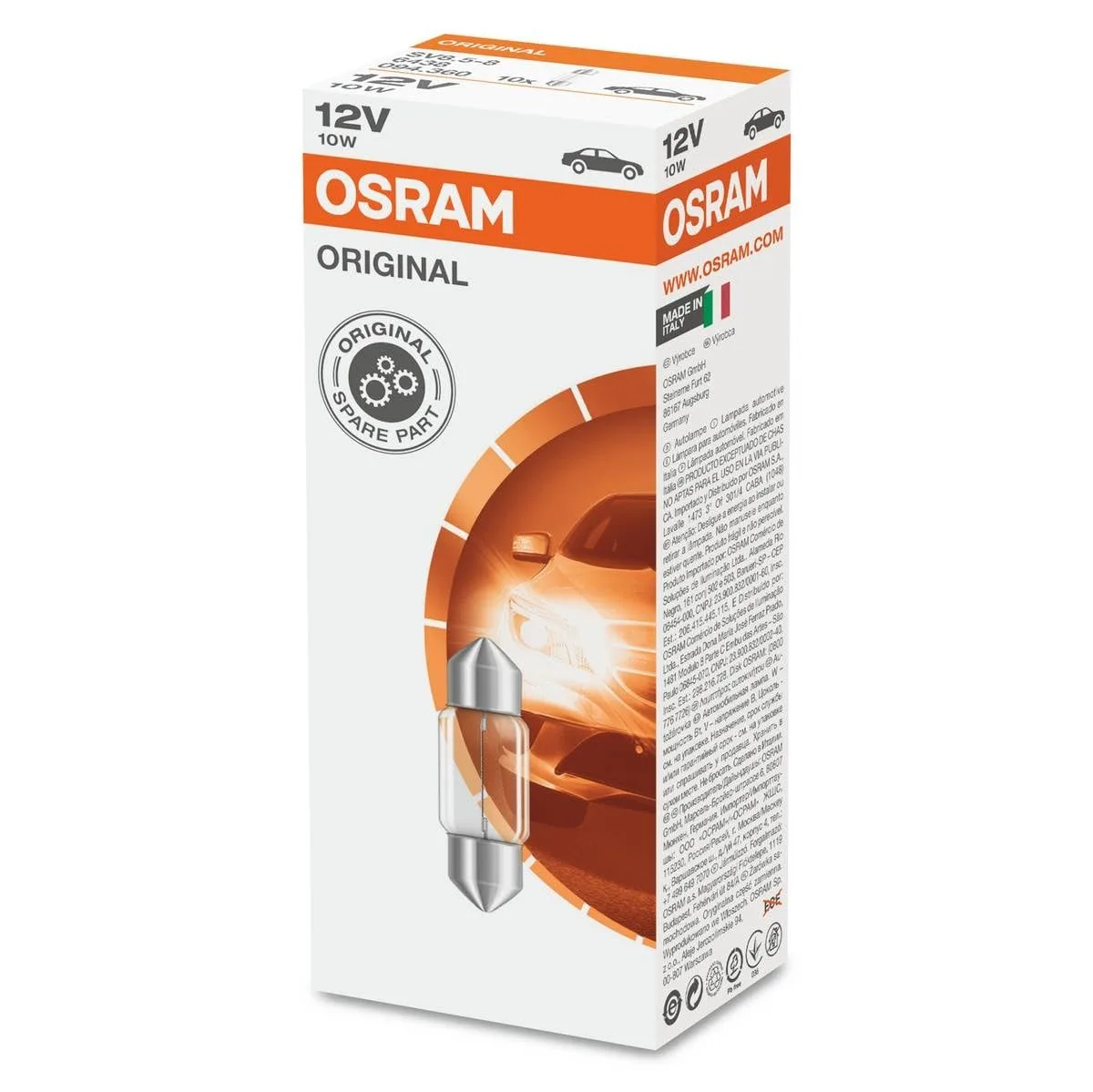 Autožárovky OSRAM 6438 C10W 12V 10W 10 ks