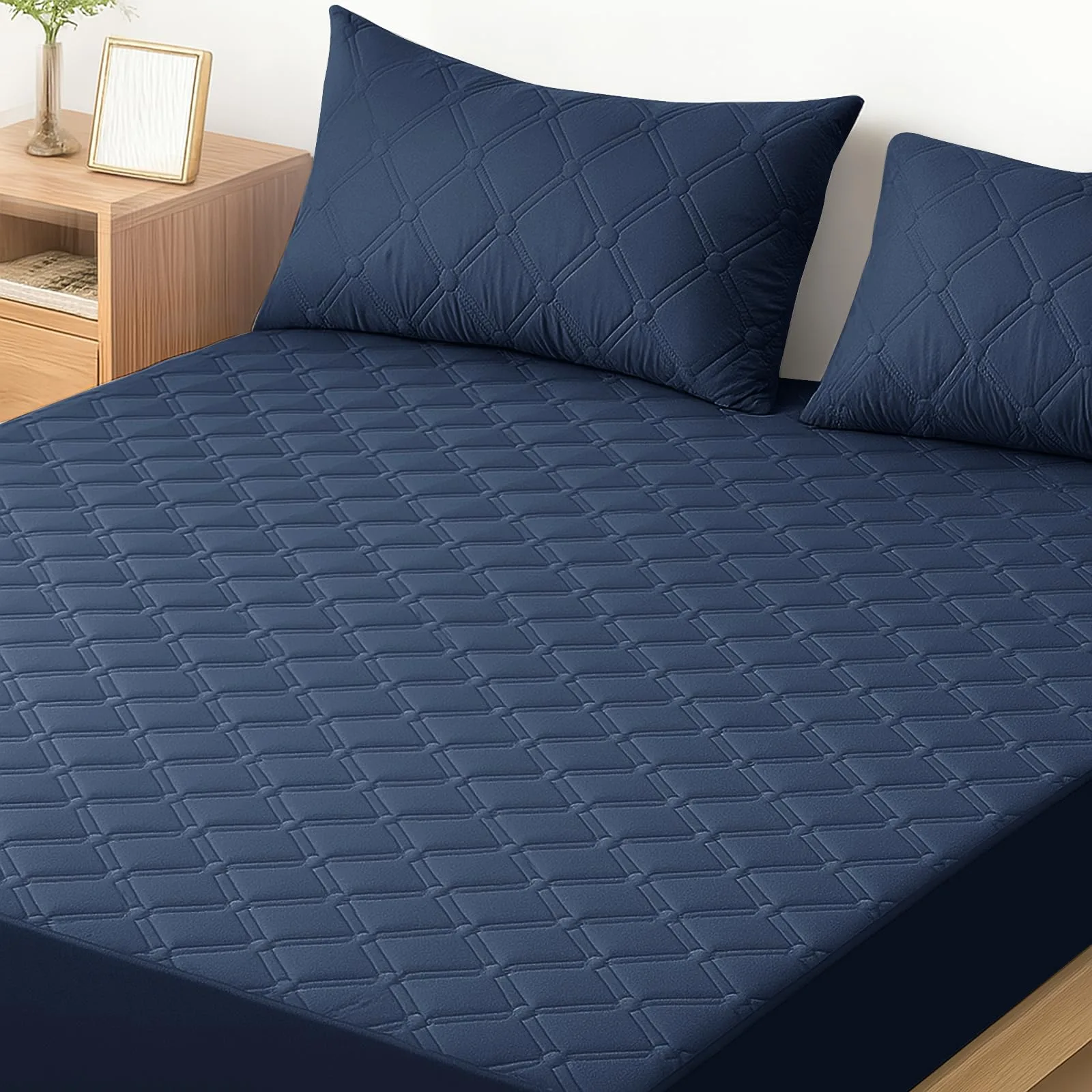 Chránič matrace Ystyle s rozměry 160 × 190 cm do výšky 30 cm tmavě modrý